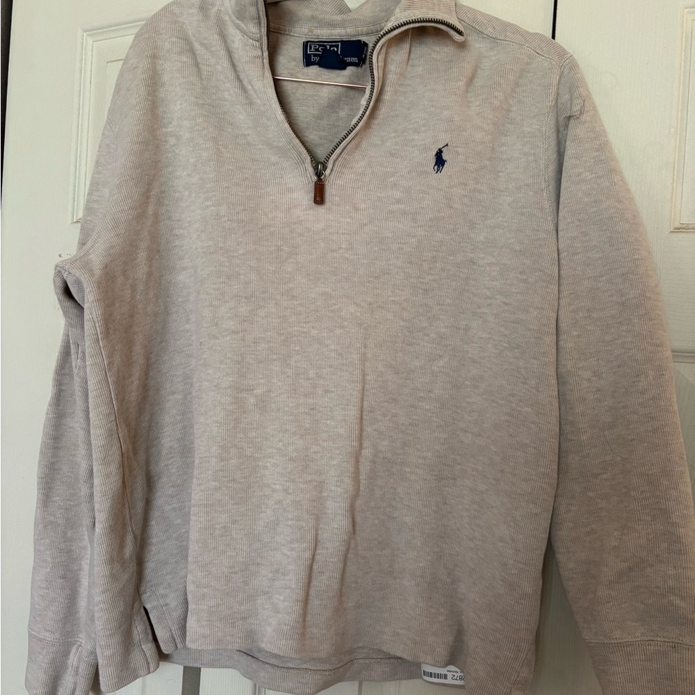 Polo by Ralph Lauren Beige Quarter-Zip Sweater